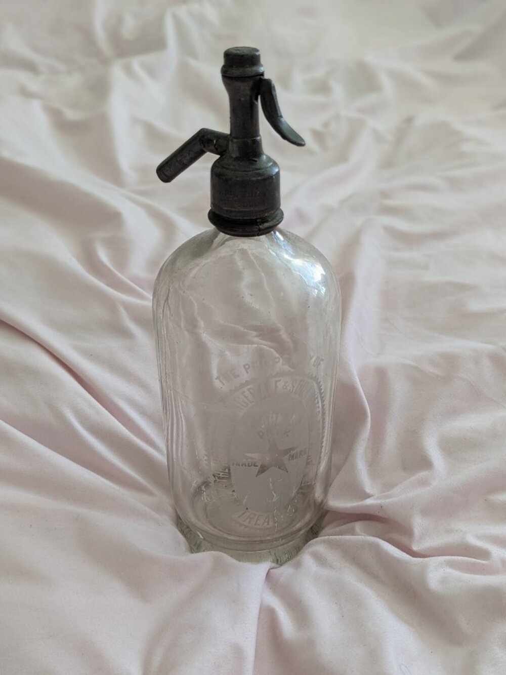 M. Pilgrim Brockville Clear Glass Seltzer Bottle 30s